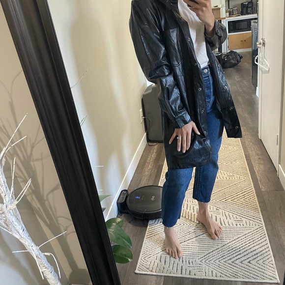 NEW BEAUTIFUL LEATHER DUSTER/ COAT OR DRESS ZARA SIZE LARGE - will fit sm/md - Picture 6 of 9